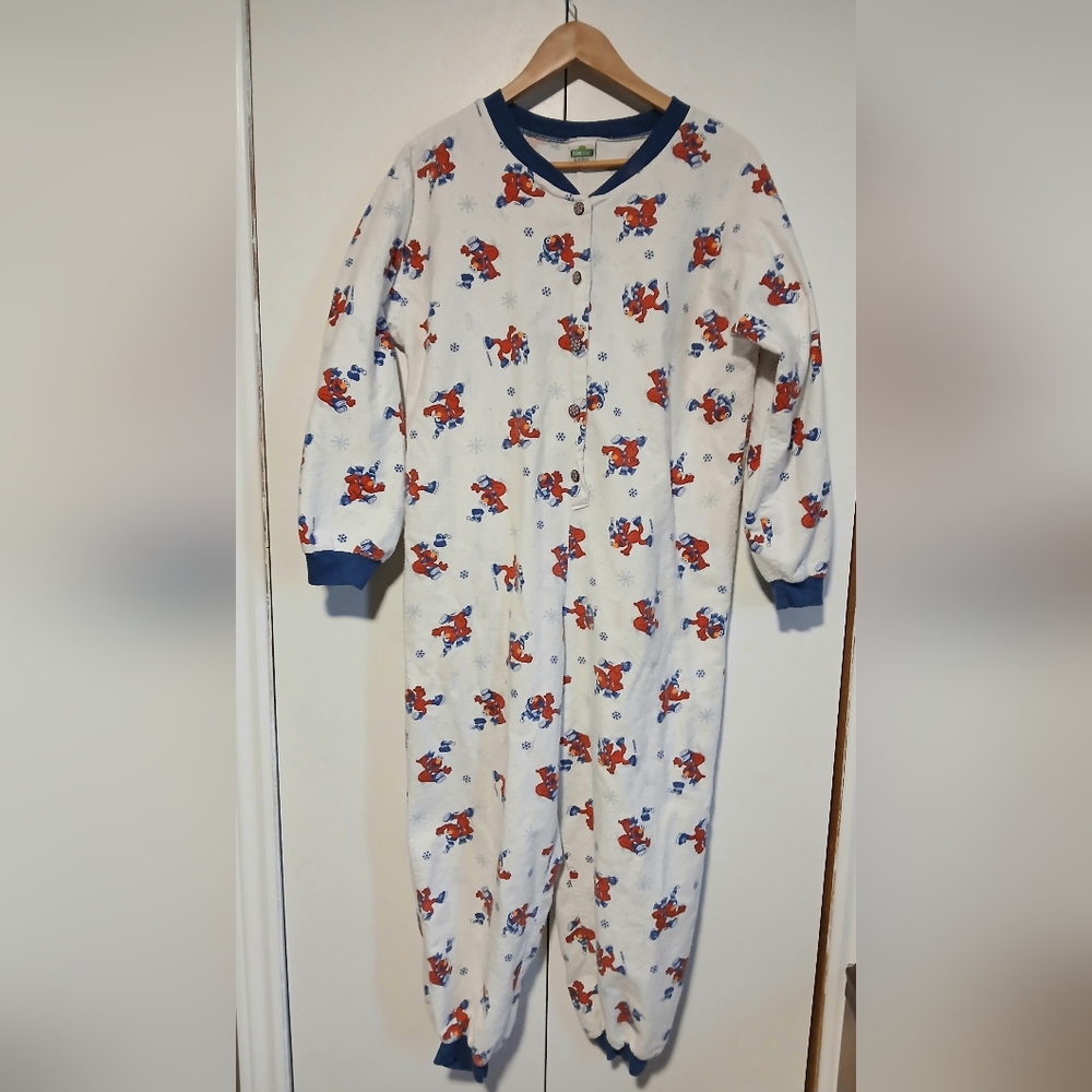 Vintage 90s Elmo Christmas/Winter One Piece Flannel Pajama Onesie